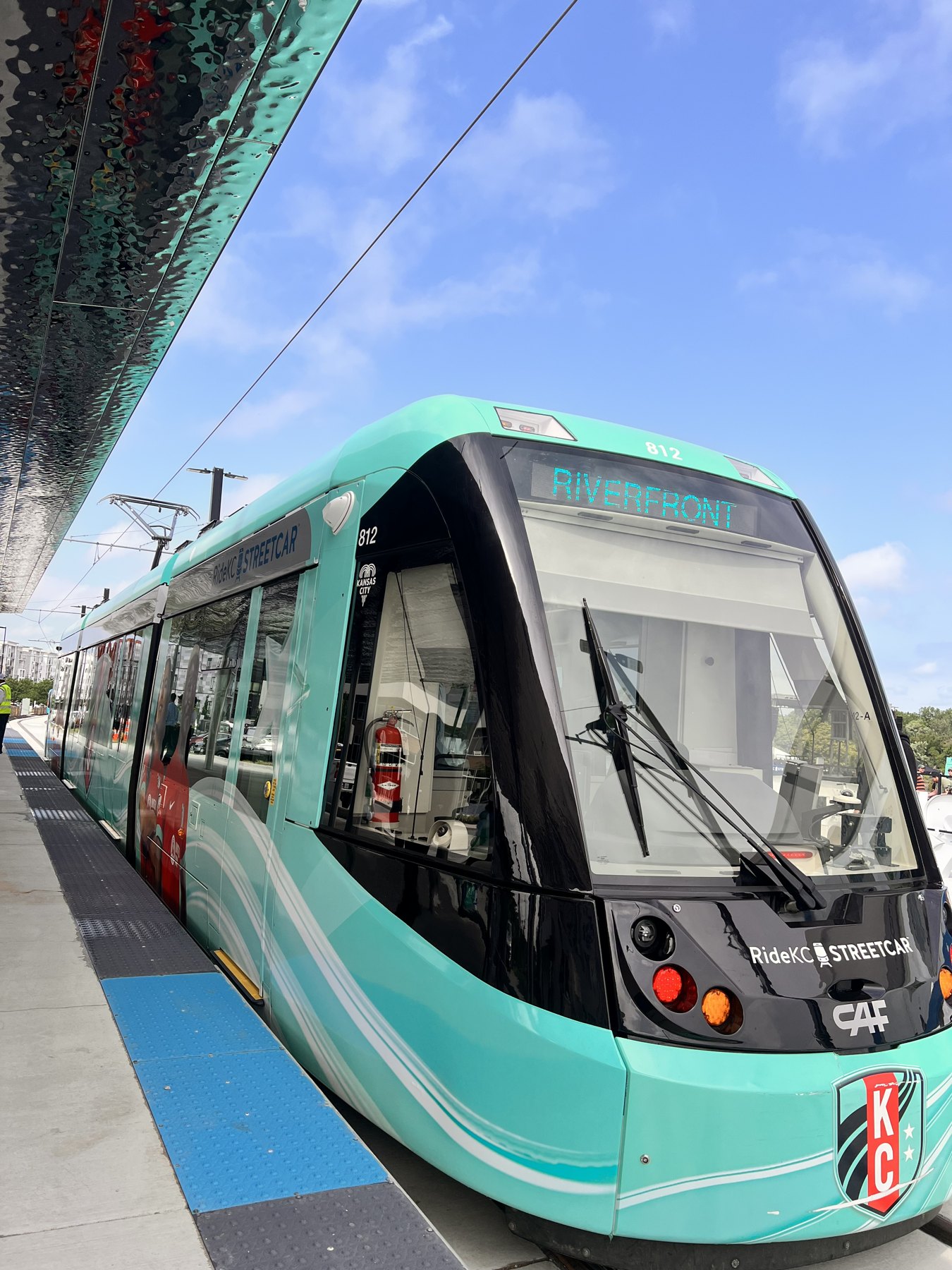 Close view of a KC Streetcar vehicle